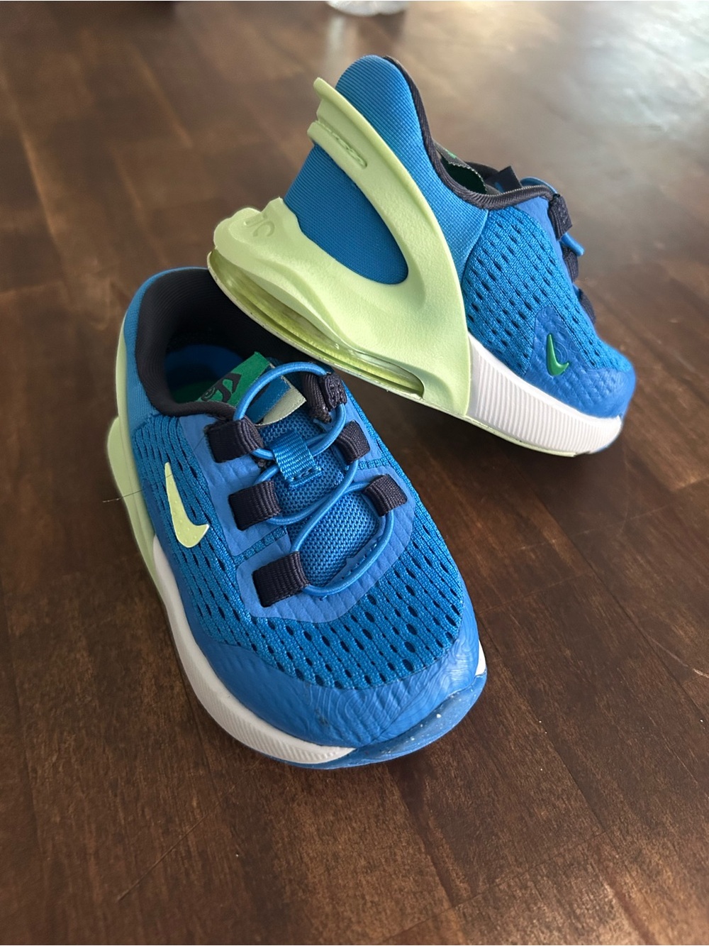 Nike Kids Blue and Lime Green Athletic Sneakers